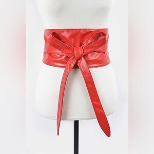 Women’s Faux Leather Wide Waist Cinch Obi Statement Belt